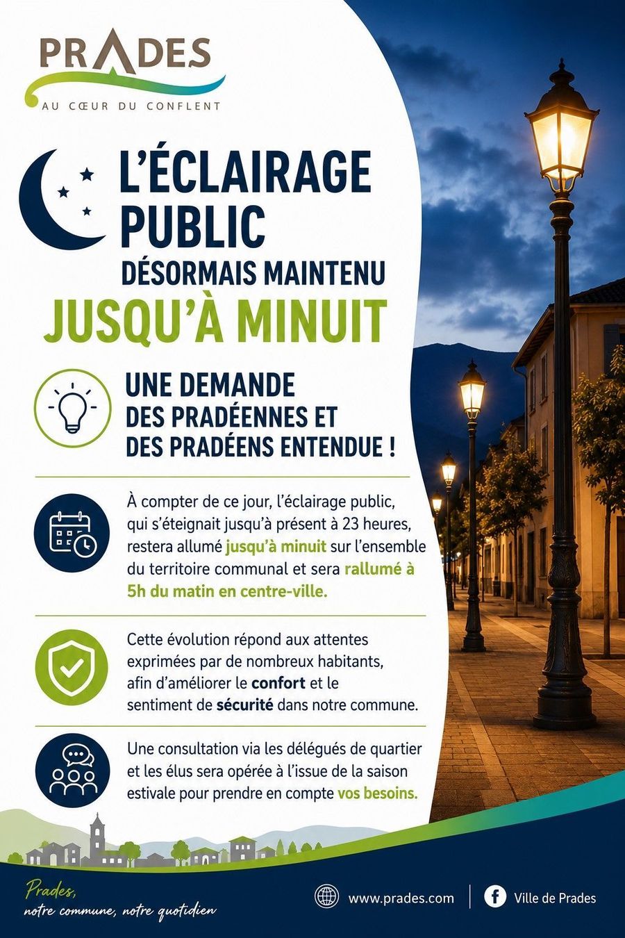 🌙 L��clairage public d�sormais maintenu jusqu�� minuit